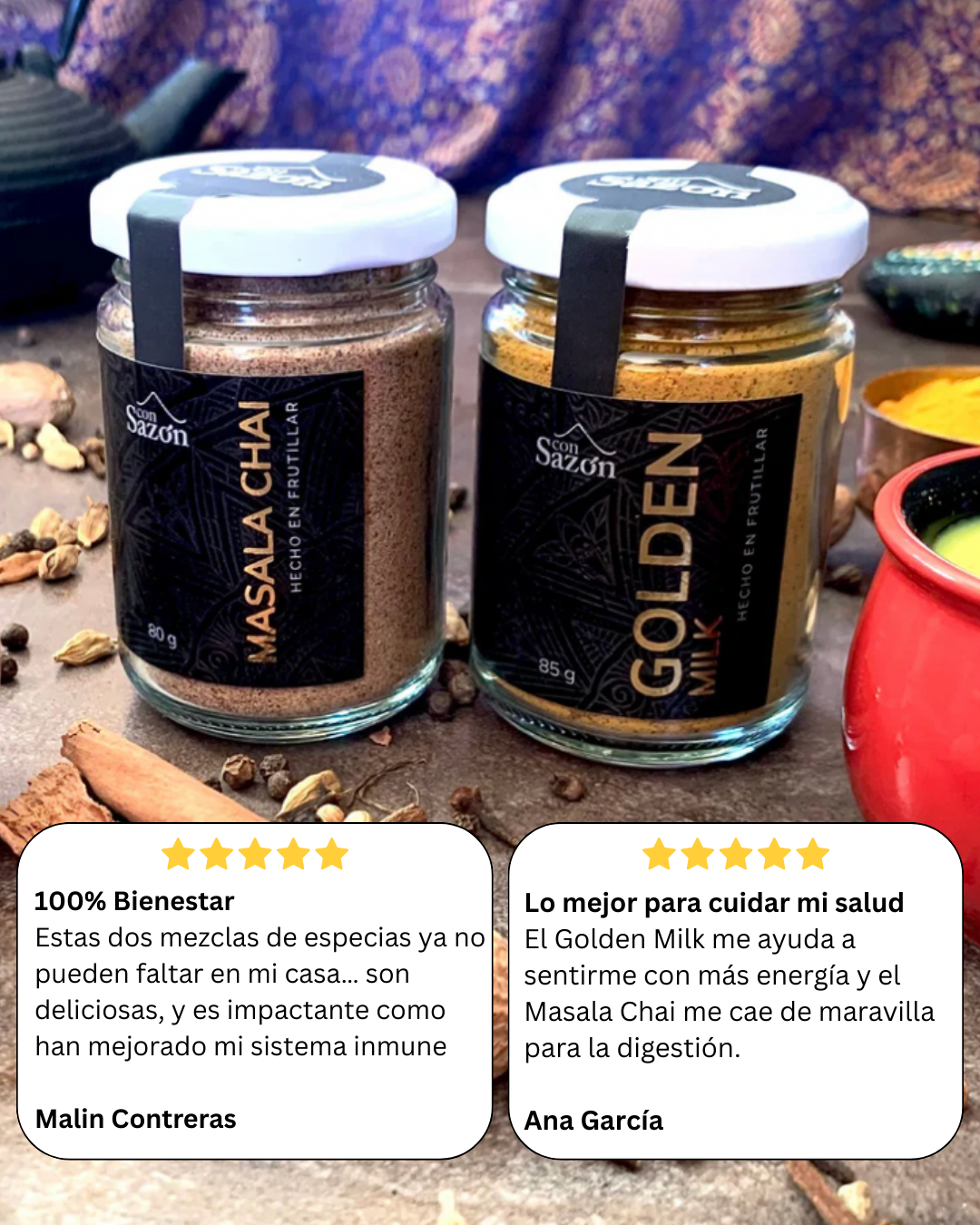 Dúo Detox 2 Golden Milk + 2 Masala Chai